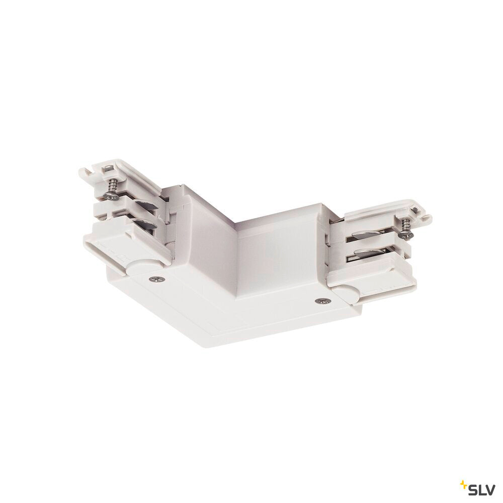 SLV S-TRACK L-connector, earth electrode inside, with feed-in option, PHASE, white 1001385