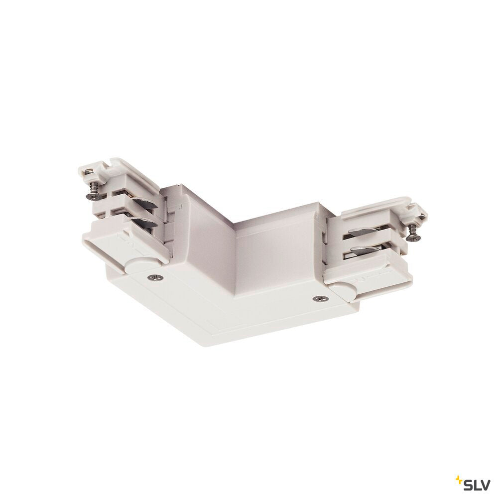 SLV S-TRACK L-connector, earth electrode outside, with feed-in option, PHASE, white 1001386
