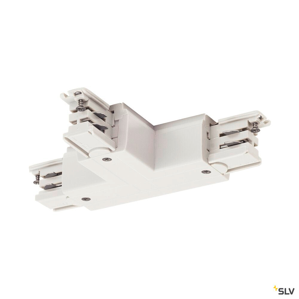 SLV S-TRACK T-connector, left, earth electrode inside, with feed-in option, PHASE, white 1001387