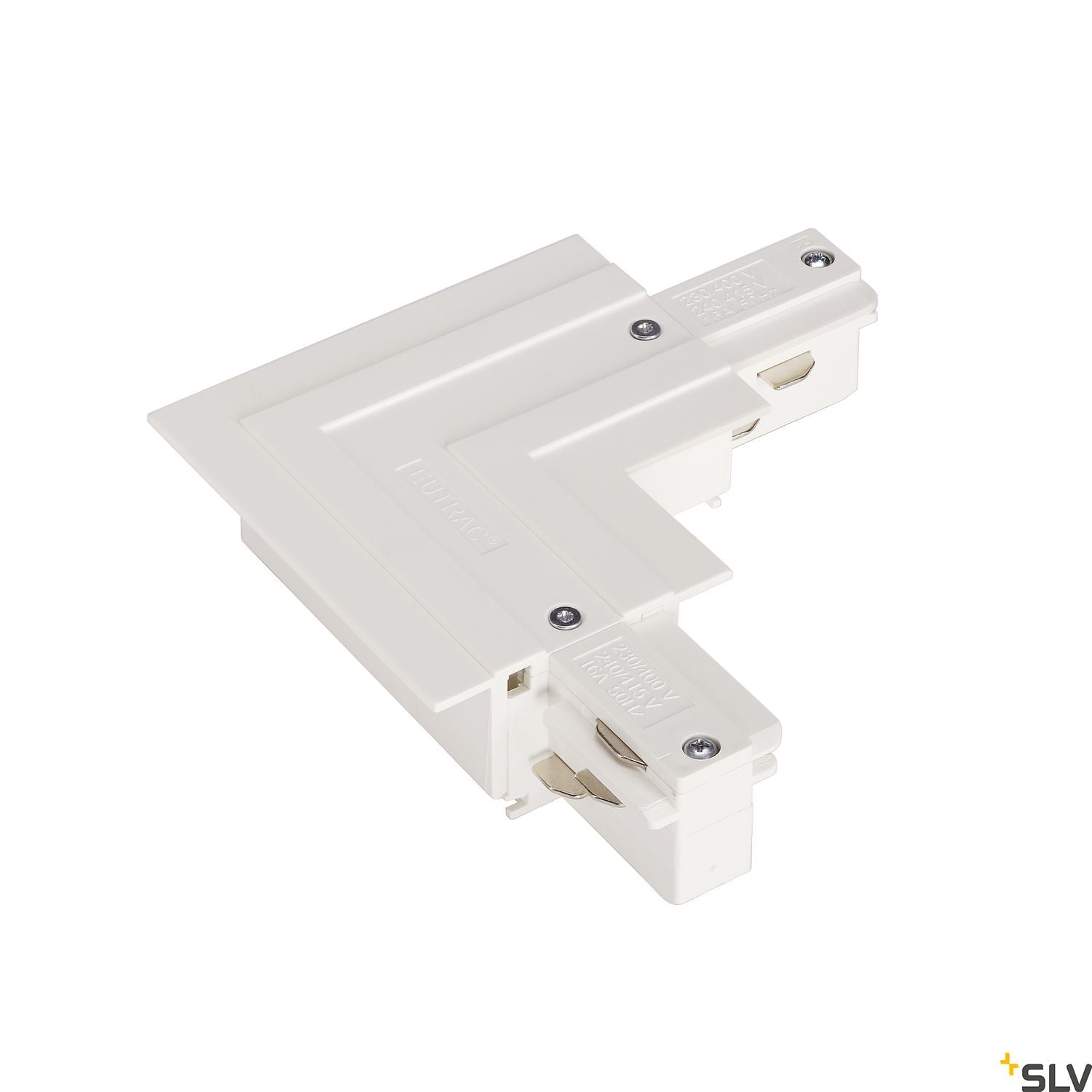 SLV EUTRAC L-connector for 3-circuit recessed track, traffic white, earth outside 1001536