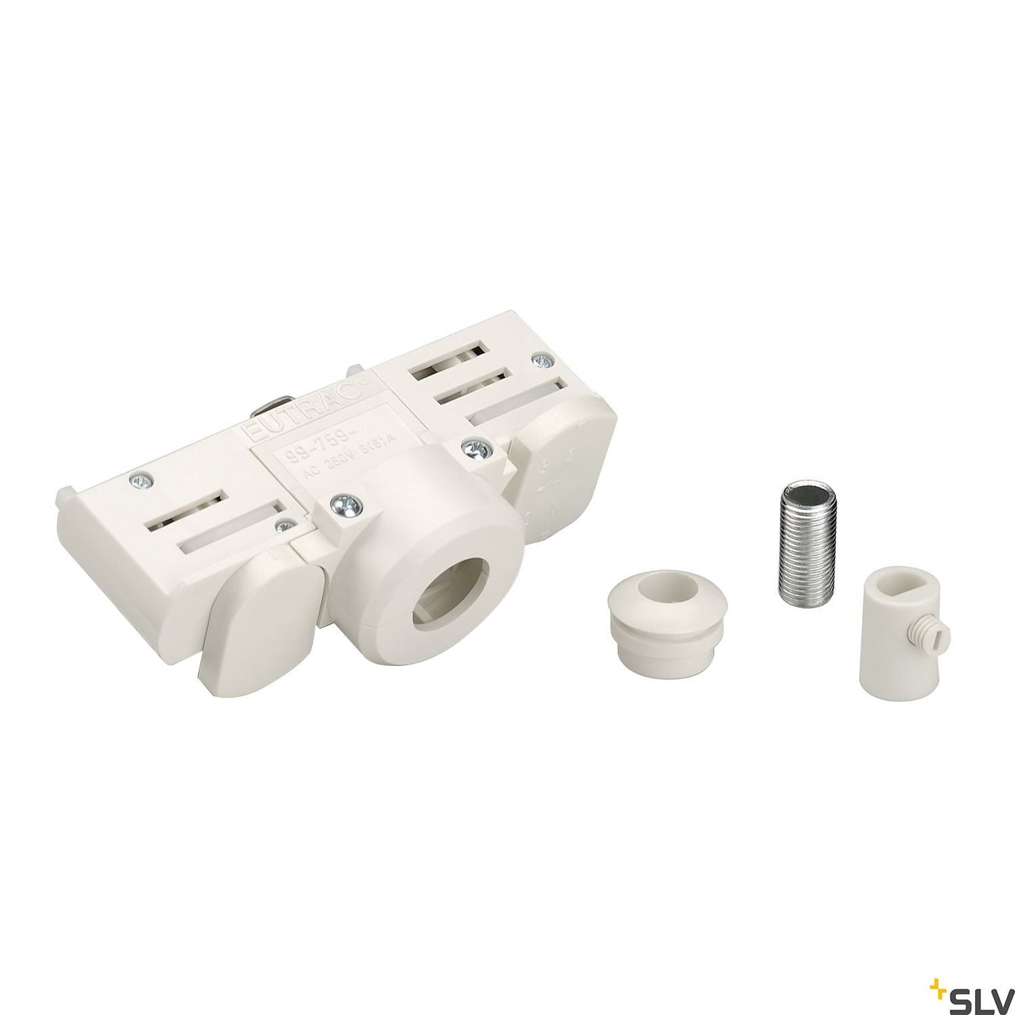 SLV EUTRAC 3-circuit track adapter, traffic white, incl. mounting accessories 1001542