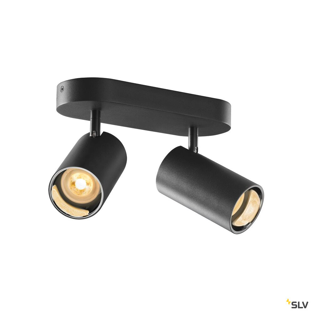 SLV ASTO TUBE, ceiling-mounted light, cylindrical, max. 2x10W, black 1006425