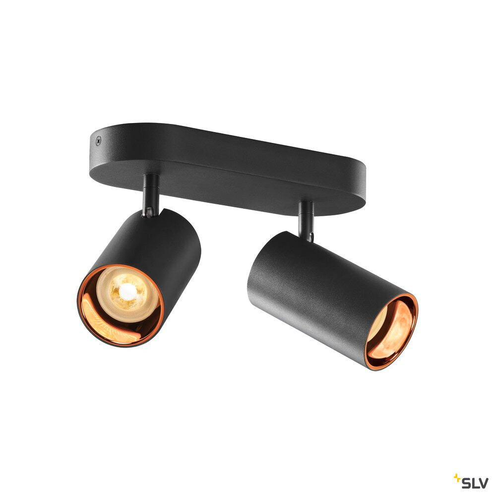SLV ASTO TUBE, ceiling-mounted light, cylindrical, max. 2x10W, black 1006425