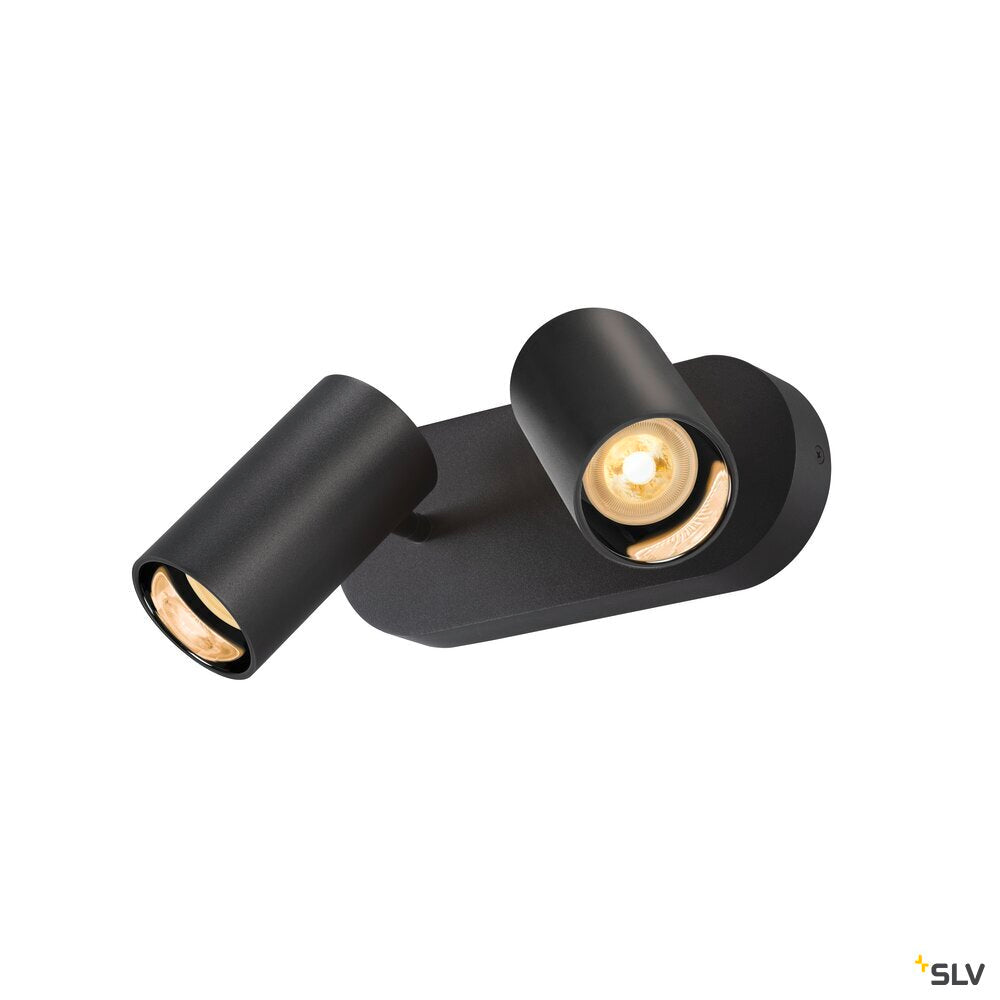 SLV ASTO TUBE, ceiling-mounted light, cylindrical, max. 2x10W, black 1006425