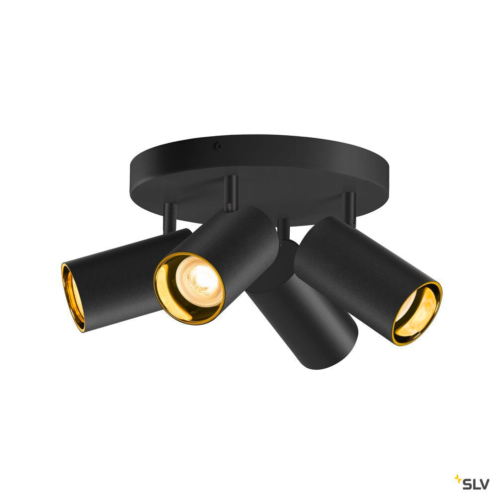 SLV ASTO TUBE, ceiling-mounted light, cylindrical, max. 4x10W, black 1006429
