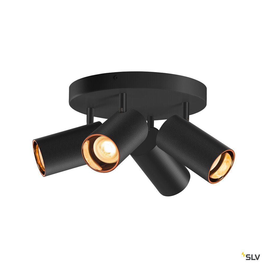 SLV ASTO TUBE, ceiling-mounted light, cylindrical, max. 4x10W, black 1006429