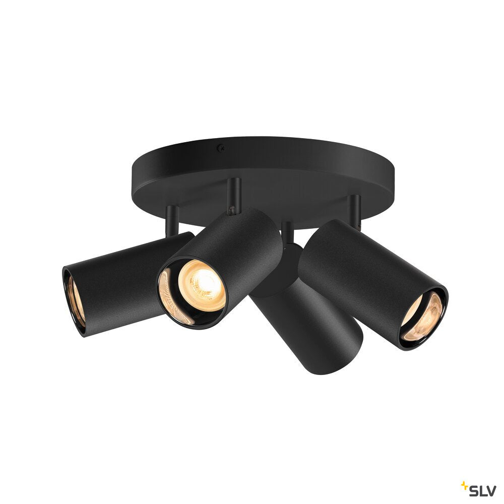 SLV ASTO TUBE, ceiling-mounted light, cylindrical, max. 4x10W, black 1006429