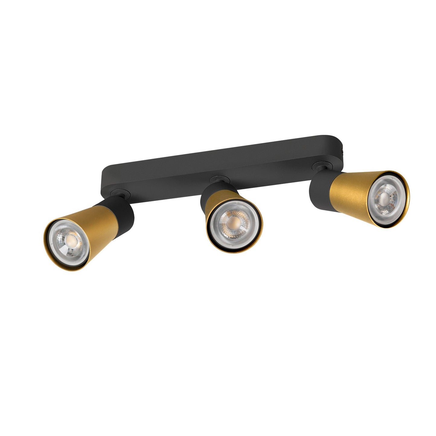 SLV PURI 2.0 Cone, wall and ceiling-mounted light, long, 3 x max. 6 W GU10, black / gold 1008325