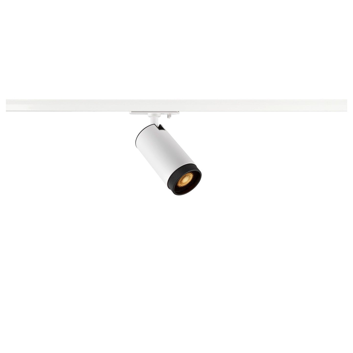 White modern GU10 single circuit Track Spot, Black Louvre, SLV GRIP! L, cylindrical, for Single Circuit White Track Lighting, 1008447
