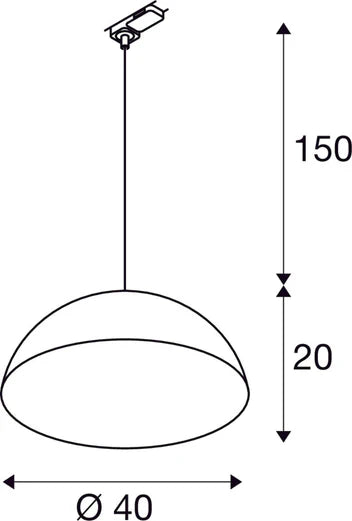 Black Track Light Pendant Fitting FORCHINI 1008540 M 40CM TRACK, light, E27, matt black / matt gold