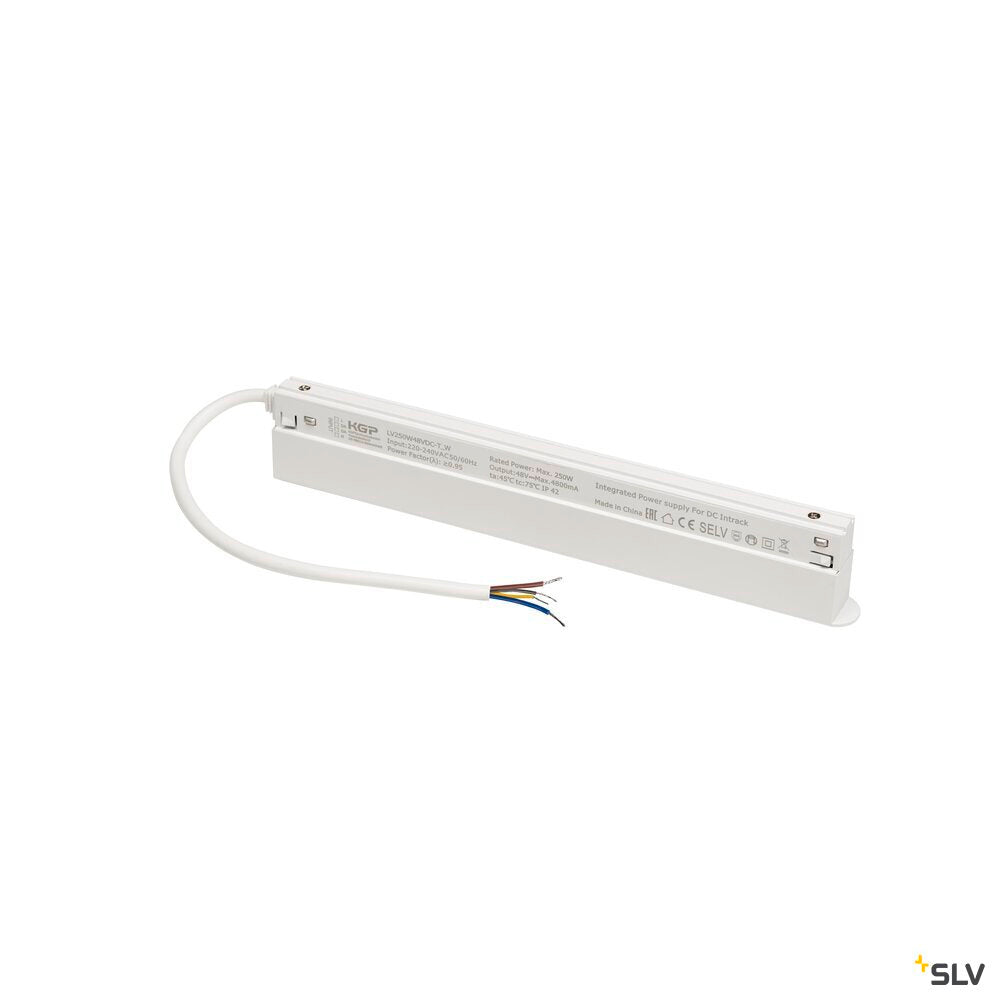 SLV 48V SYSTEM, Intrack LED driver, 48VDC, 250 W, Incl. 300 cm connection cable for 220-240VAC and DALI through-wiring, BlackWhite 1009001