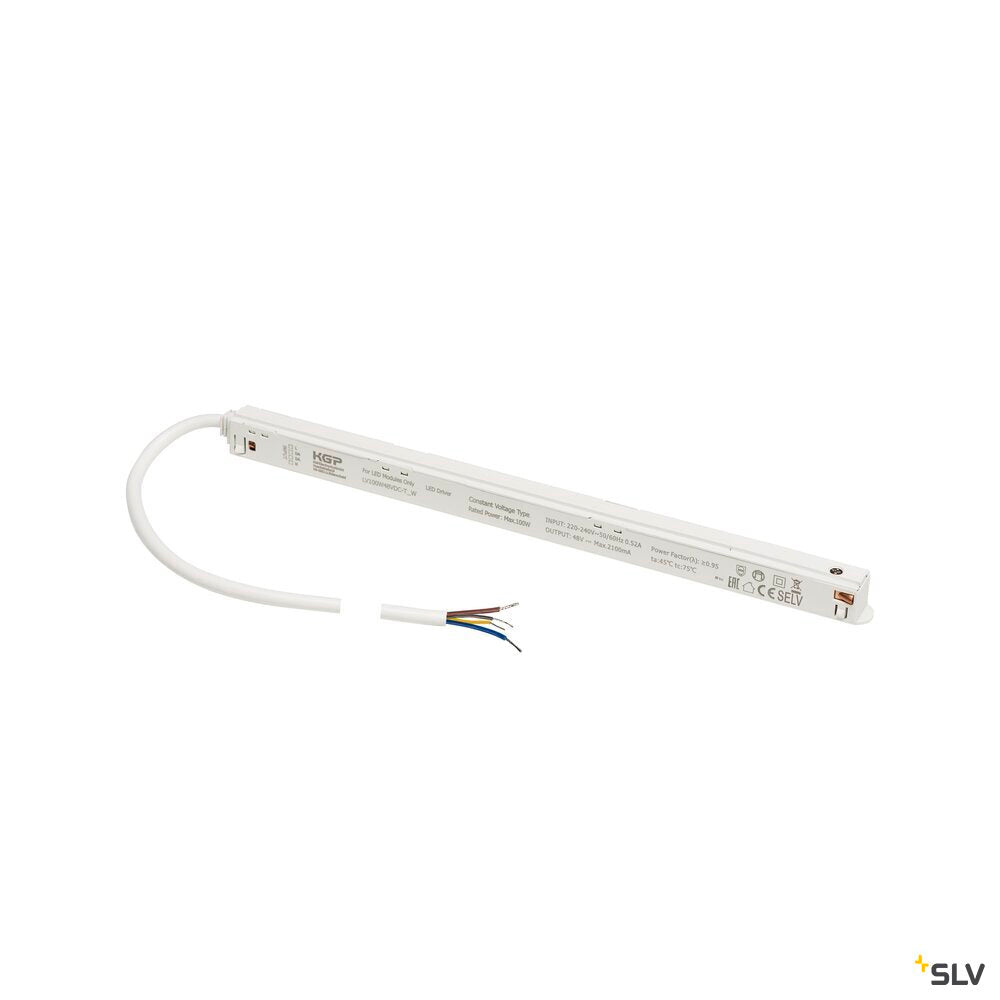 SLV 48V SYSTEM, Intrack LED driver, 48VDC, 100 W, incl. 300 cm connection cable for 220-240VAC and DALI through-wiring, white 1010447