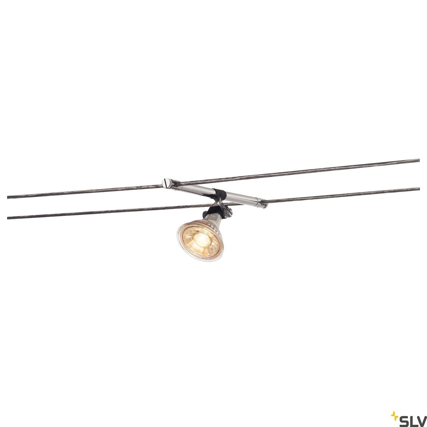 SLV COSMIC, lamp holder for TENSEO low-voltage cable system, QR-C51, chrome, tiltable, 2 pcs 139092