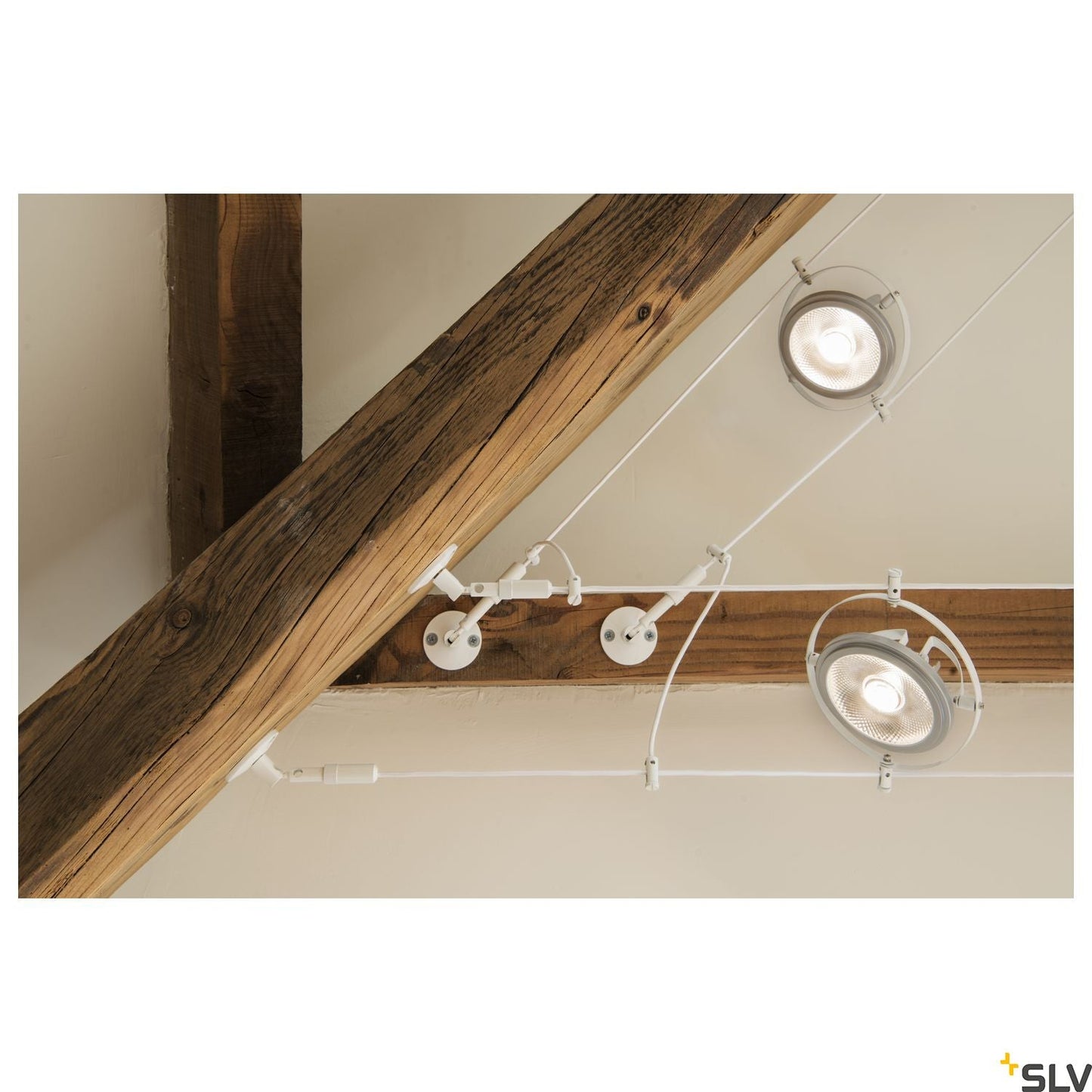 SLV WALL BRACKET, for TENSEO low-voltage cable system, long, white, 2 pieces 186311 - Track Lighting Company
