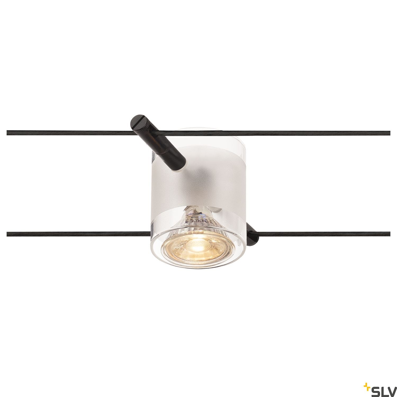 SLV COMET, cable luminaire for TENSEO low-voltage cable system, QR-C51, black, semi-frosted glass 139120