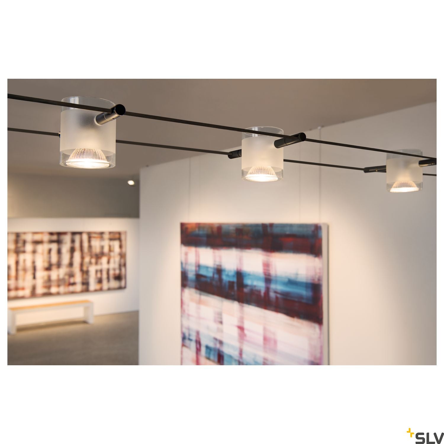 SLV COMET, cable luminaire for TENSEO low-voltage cable system, QR-C51, black, semi-frosted glass 139120