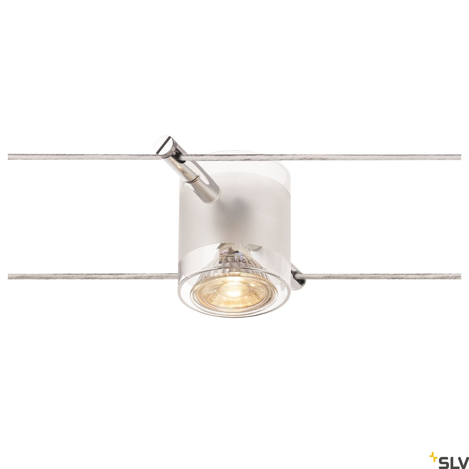 SLV COMET, cable luminaire for TENSEO low-voltage cable system, QR-C51, chrome, semi-frosted glass 139122