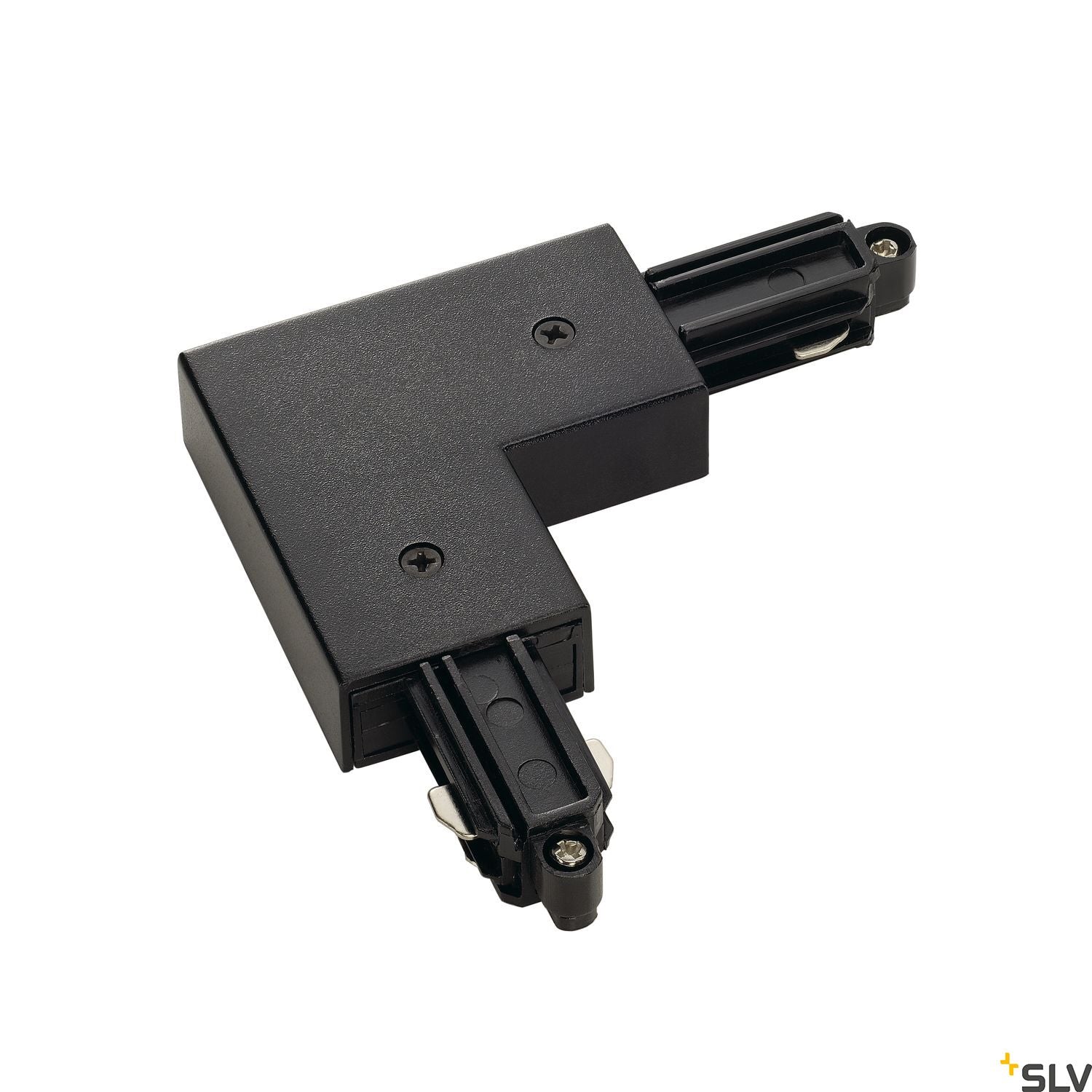 SLV Corner connector for 1-circuit track, surface-mounted, black , outer earth 143050