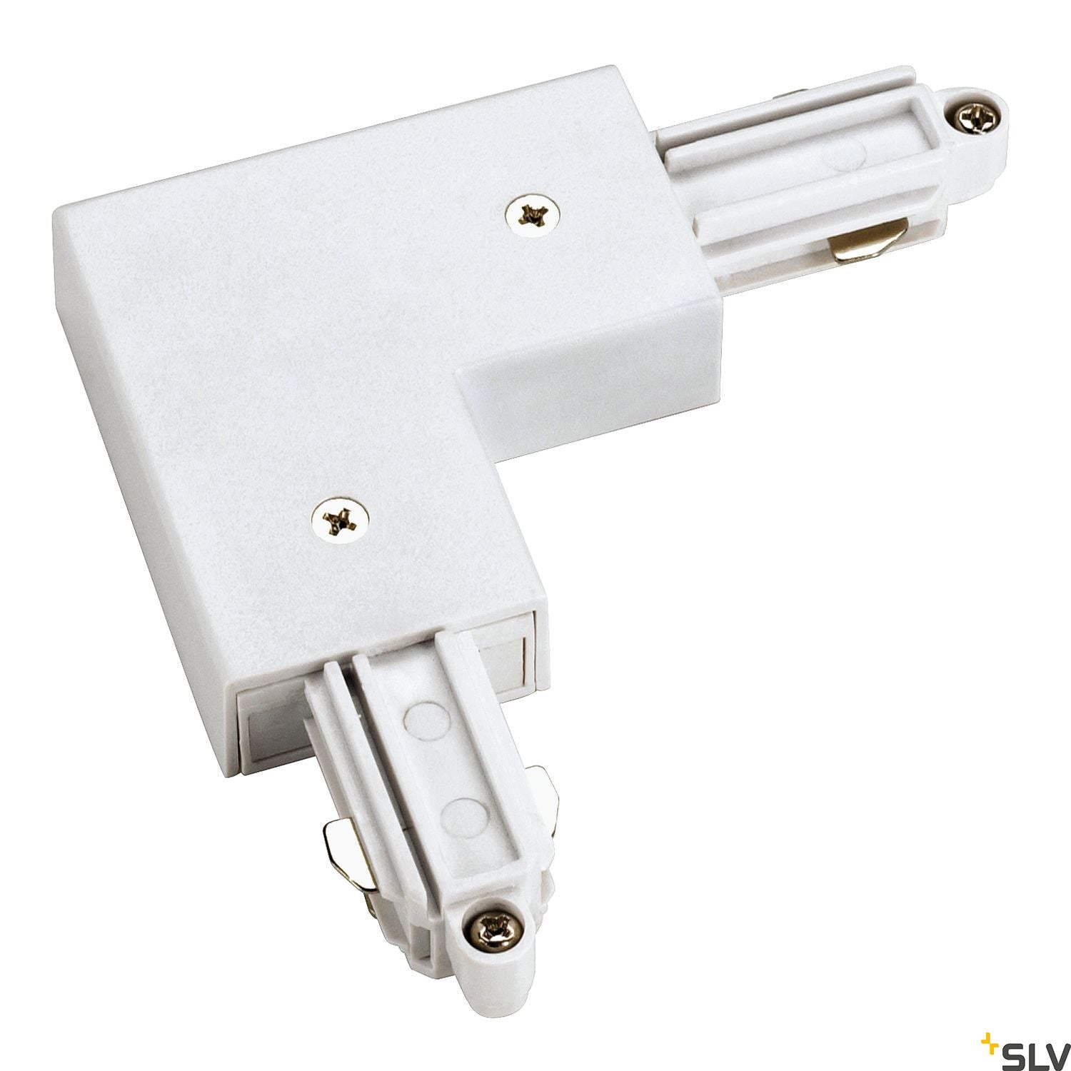 SLV Corner connector for 1-circuit track, surface-mounted, white , outer earth 143051