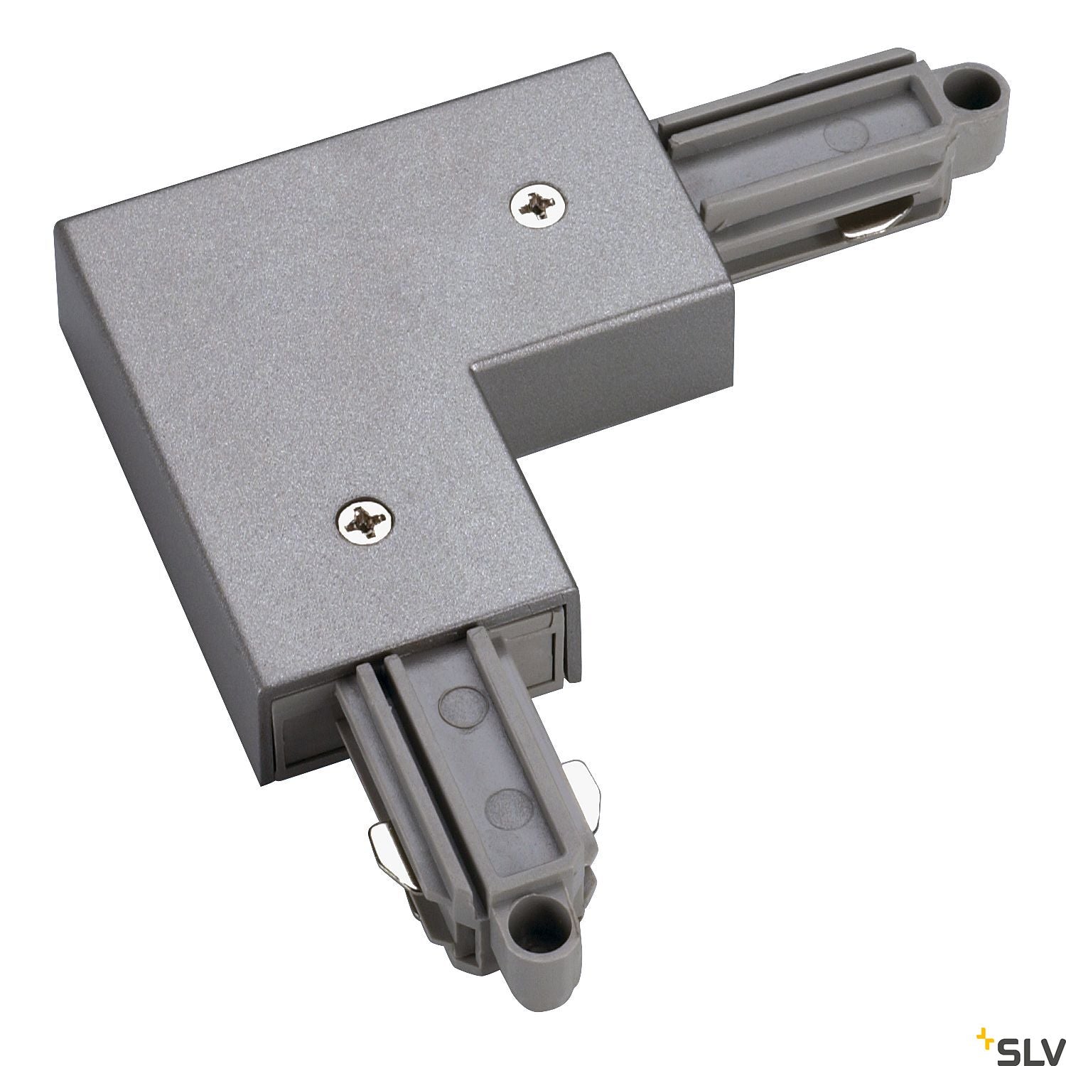 SLV Corner connector for 1-circuit track, surface-mounted, silver-grey, outer earth 143052