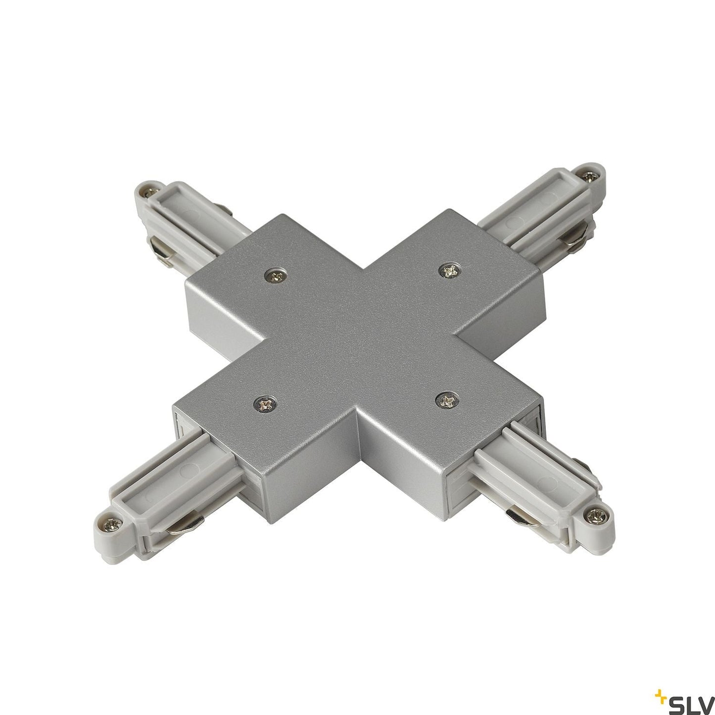 SLV X-connector for 1-circuit track, surface-mounted version, silver-grey 143162