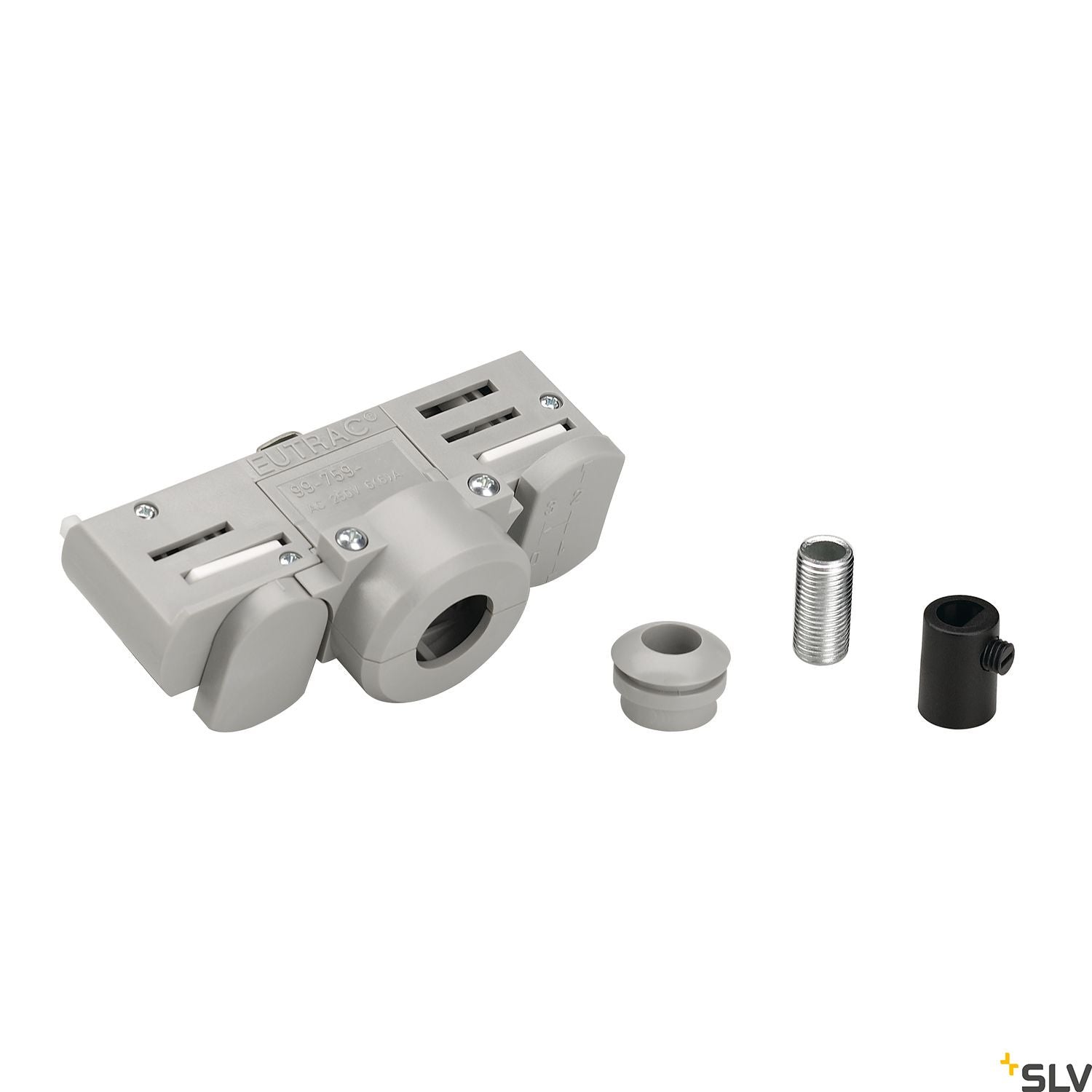 SLV EUTRAC 3-circuit track adapter , silver-grey, incl. mounting accessory 145994