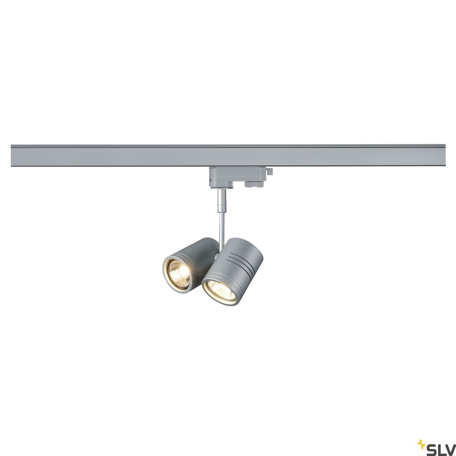 SLV BIMA II lamp head, silver-grey , 2x GU10, max. 2x 50W, incl. 3-circuit adapter 152232