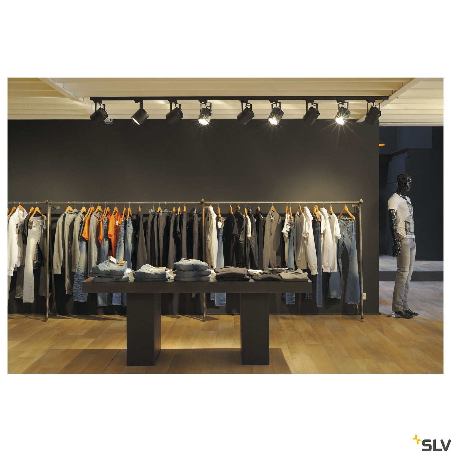 SLV EURO SPOT ES111, round, black, GU10, max. 75W, incl. 3- circuit adapter 153420