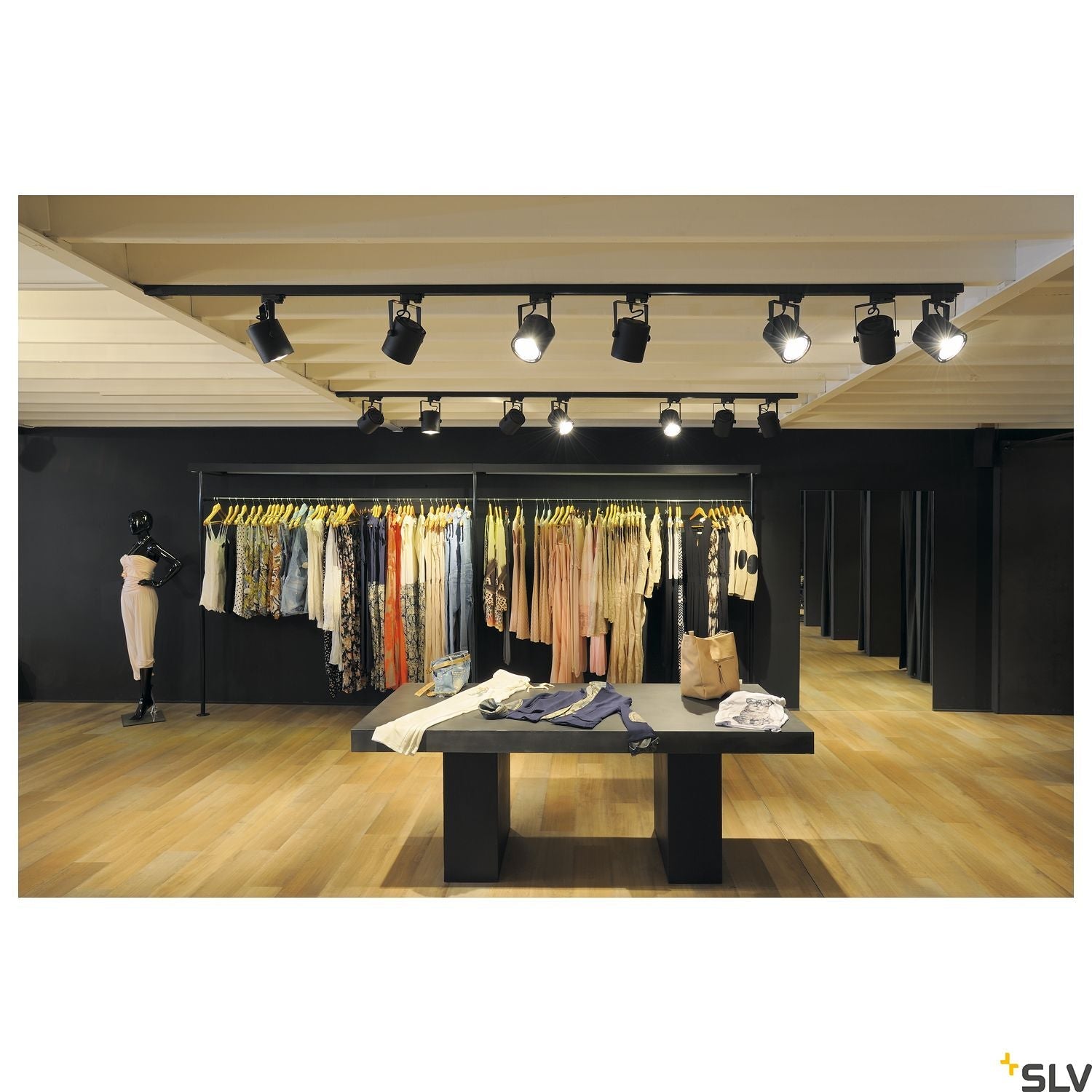 SLV EURO SPOT ES111, round, black, GU10, max. 75W, incl. 3- circuit adapter 153420