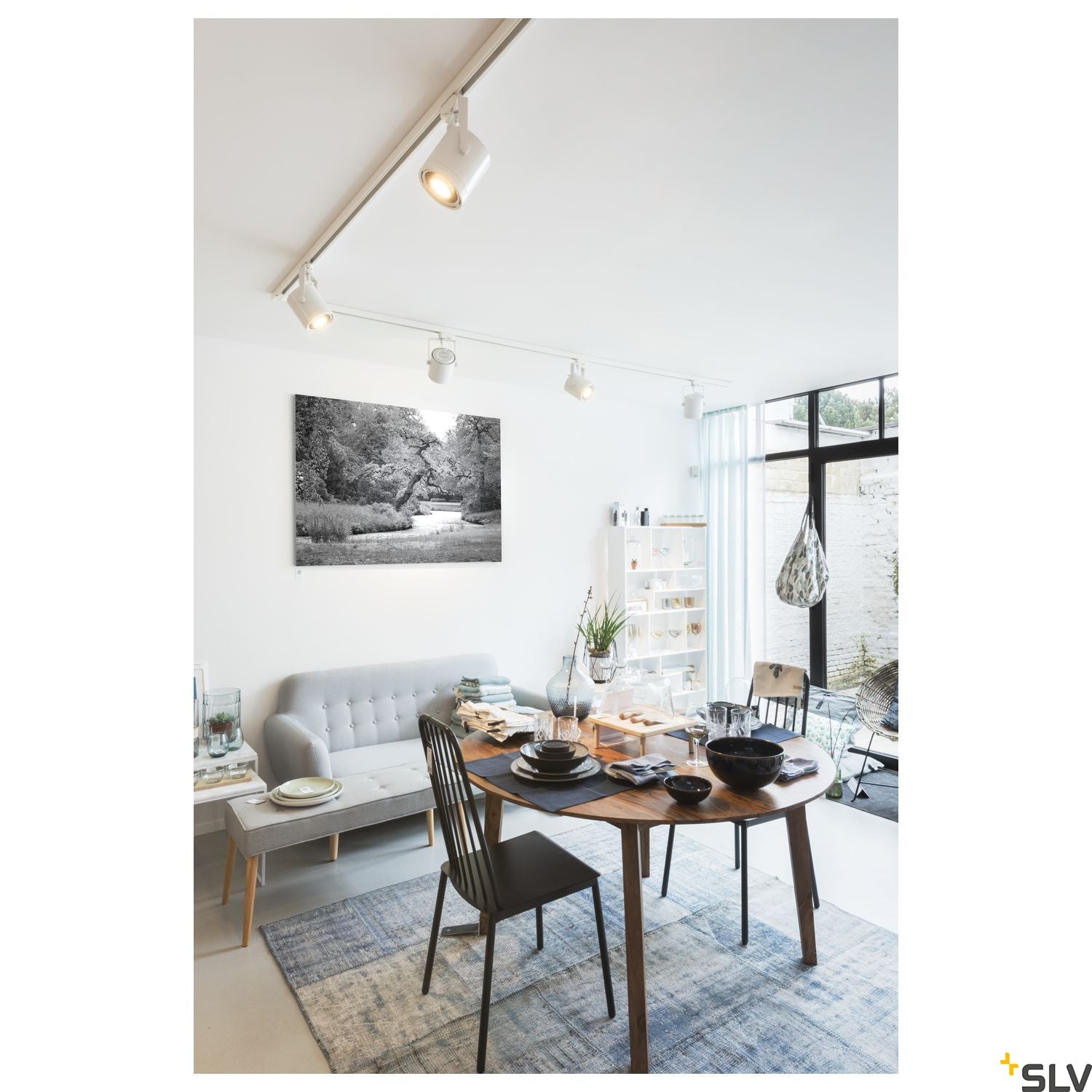 SLV EURO SPOT ES111, round, white, GU10, max. 75W, incl. 3- circuit adapter 153421