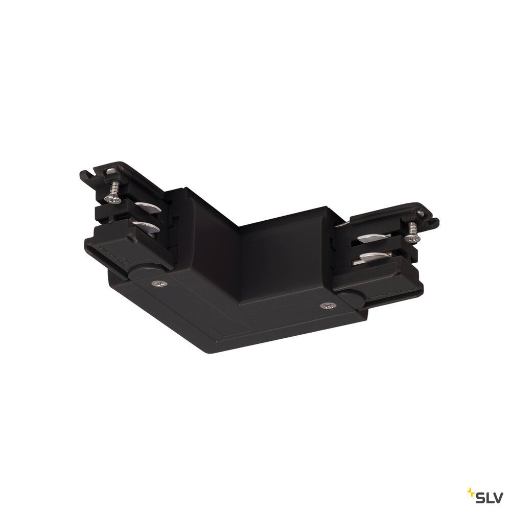 SLV S-TRACK L-connector, earth electrode inside, with feed-in option, PHASE, black 175110