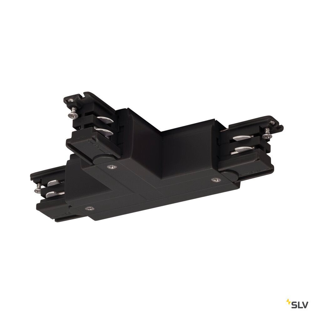 SLV S-TRACK T-connector, right, earth electrode inside, with feed-in option, PHASE, black 175140