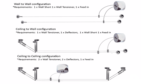 SLV COSMIC, lamp holder for TENSEO low-voltage cable system, QR-C51, chrome, tiltable, 2 pcs 139092