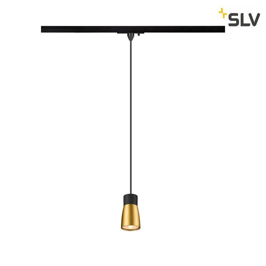 SLV PURI 2.0 Dome, 1~ Track pendant light, GU10, pendant length 200 cm, 1x max. 6 W, black / Gold 1008263