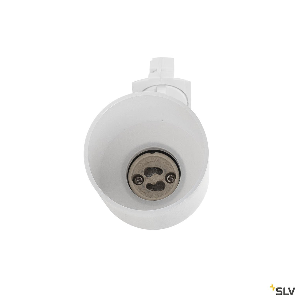 White Adjustable Track Spot, SLV PURI TRACK SPOT, QPAR51 glass, white 50W, for Single Circuit White Track Lighting, 1001869