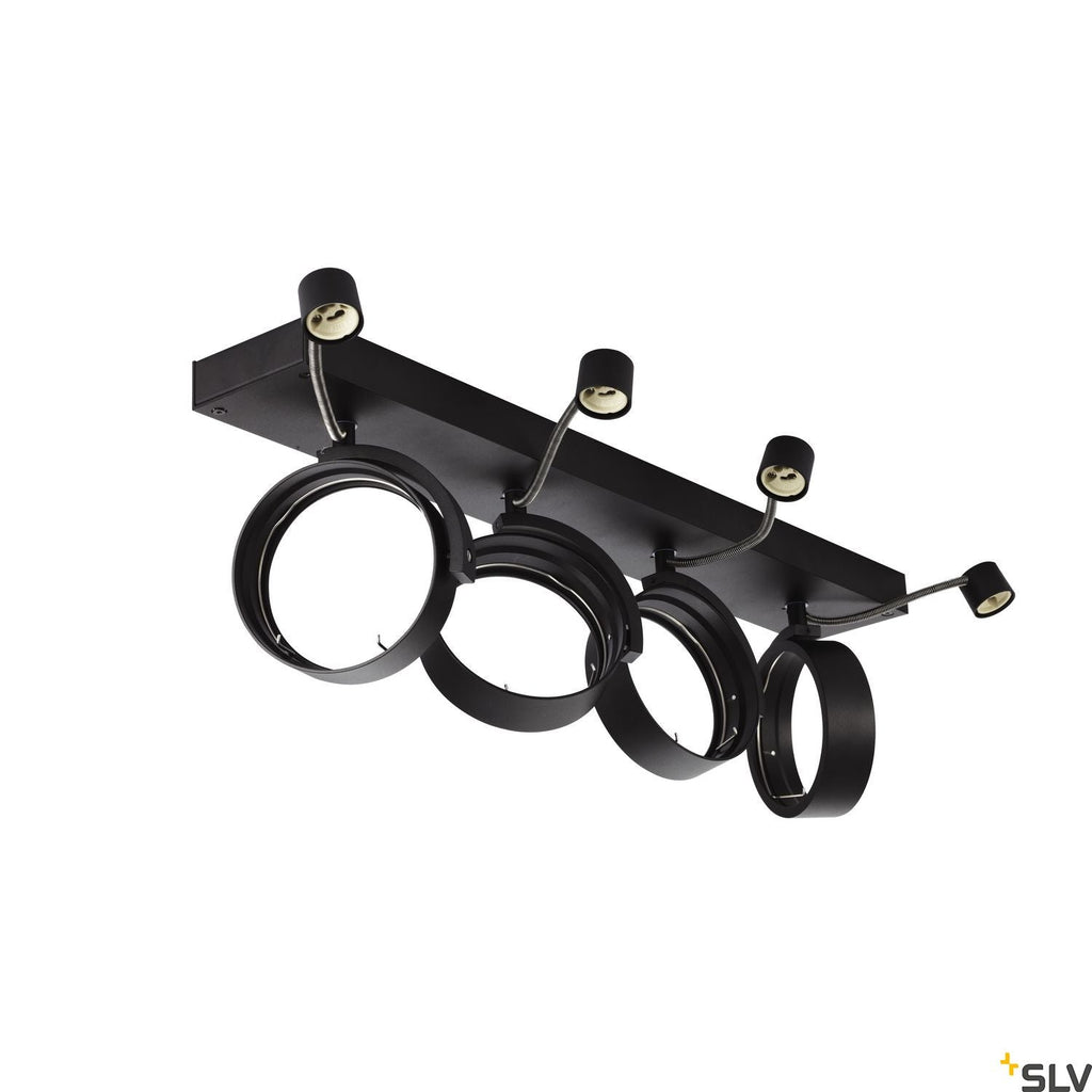 SLV KALU CW, indoor surface-mounted wall and ceiling light, quad, QPAR111 black 4x75W 1002023