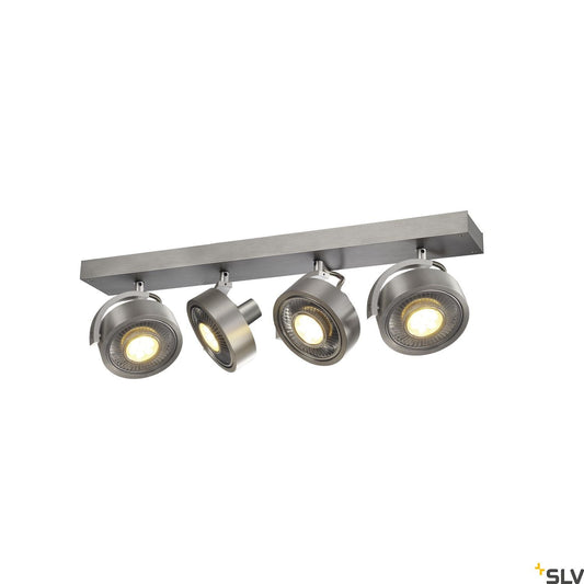 SLV KALU CW, indoor surface-mounted wall and ceiling light, quad, QPAR111 brushed aluminium 4x75W 1002025