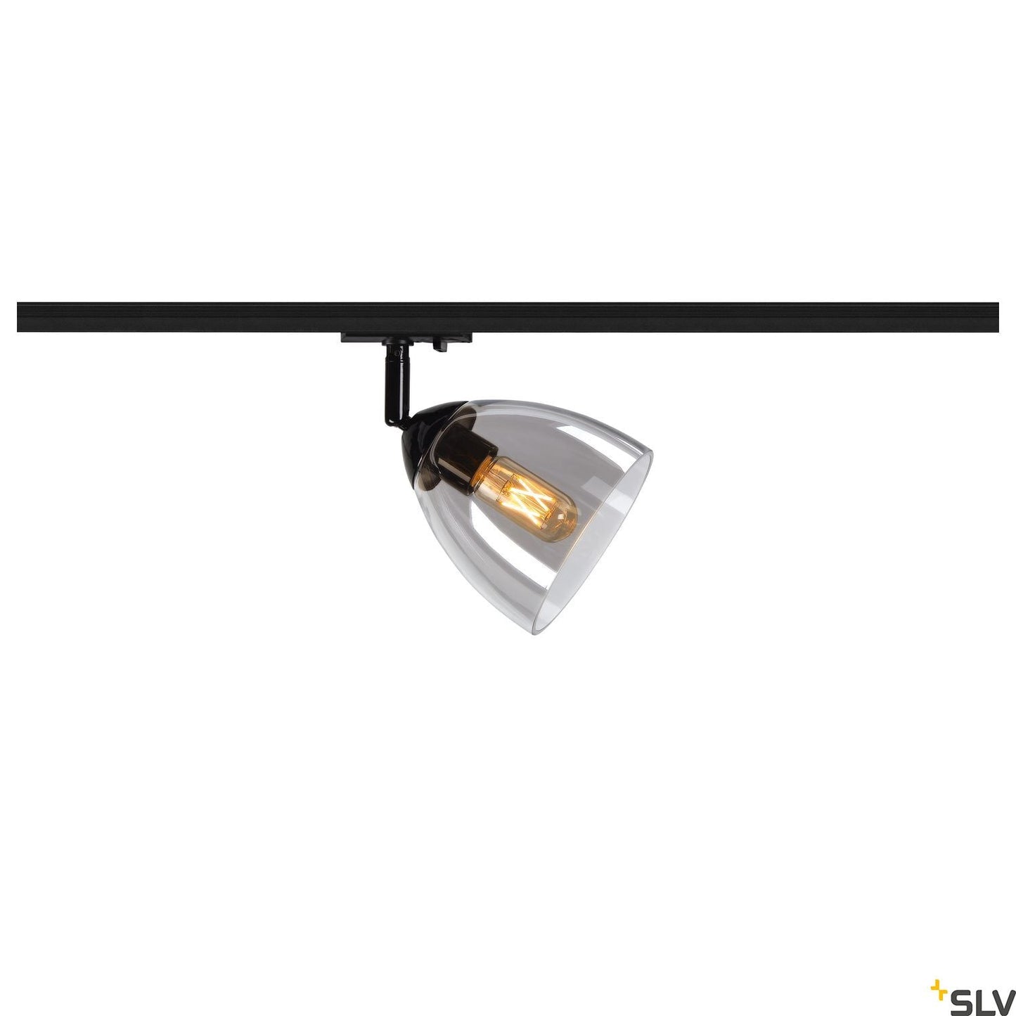 Black Track Light Fitting SLV PARA CONE GL GU10, black / transparent 1-phase spot 1006155