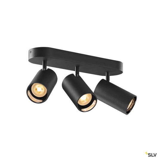 SLV ASTO TUBE, ceiling-mounted light, cylindrical, max. 3x10W, black 1006427
