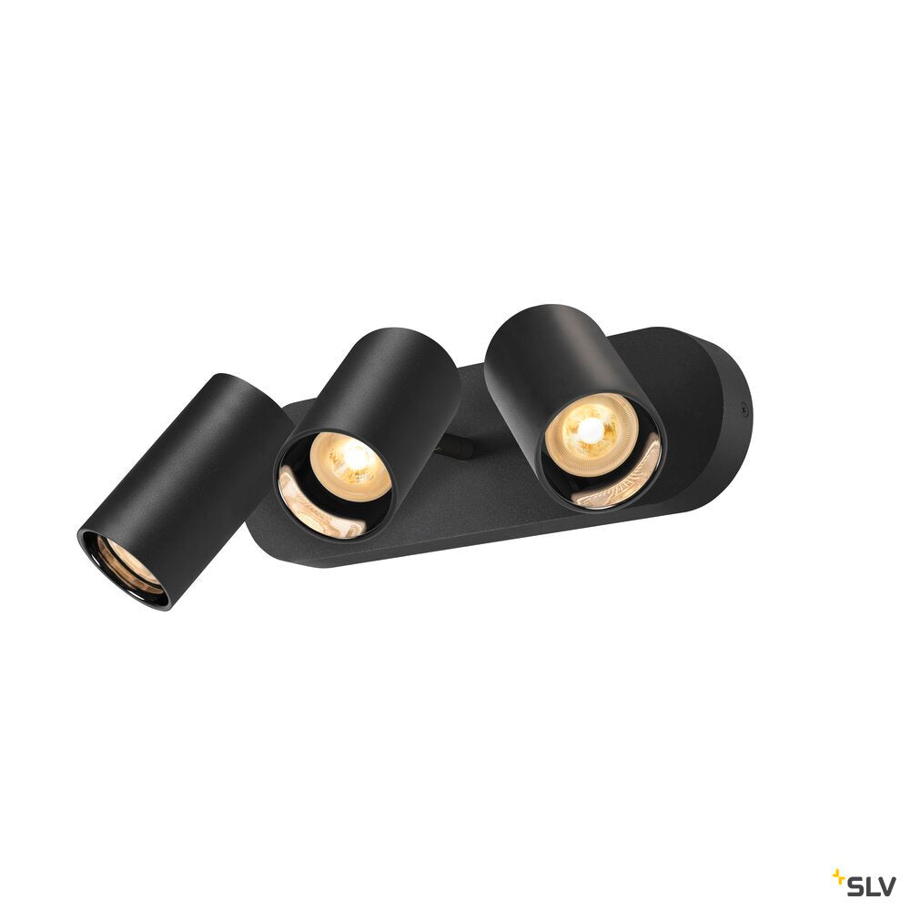 SLV ASTO TUBE, ceiling-mounted light, cylindrical, max. 3x10W, black 1006427