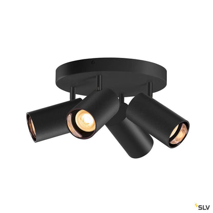 SLV ASTO TUBE, ceiling-mounted light, cylindrical, max. 4x10W, black 1006429
