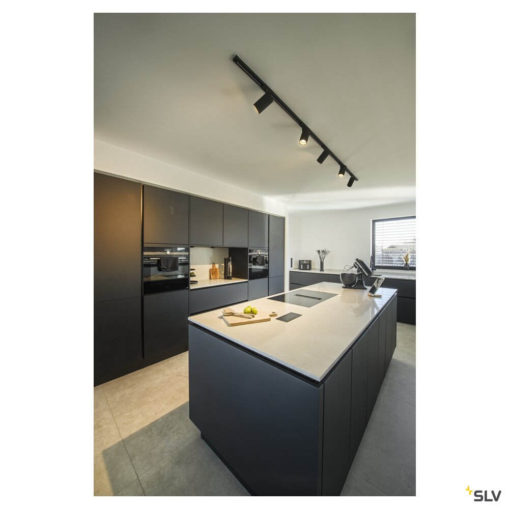 Black Track Light Fitting SLV ASTO TUBE Track Spot, 1-phase spot, GU10, black 1006445