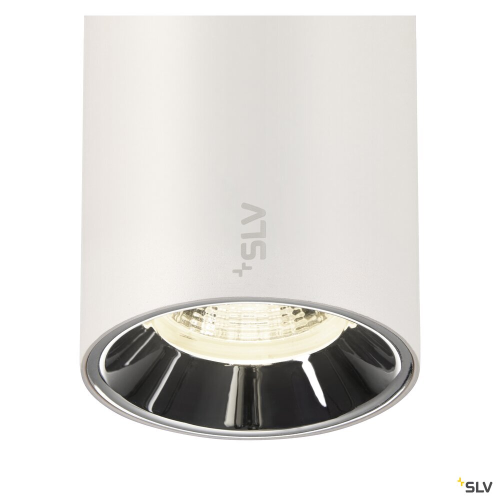 SLV NUMINOS® S, 48V pendant light, pendant length 150 cm, 4000 K, 55°, DALI 2, matt white / glossy chrome 1006866