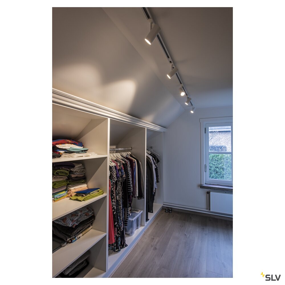 White SLV NOBLO Track Spot,  3000K, 6W, trailing-edge dimmable, 32°, for Single Circuit Track Lighting, 1007642