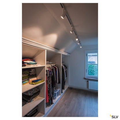 White SLV NOBLO Track Spot,  3000K, 6W, trailing-edge dimmable, 32°, for Single Circuit Track Lighting, 1007642