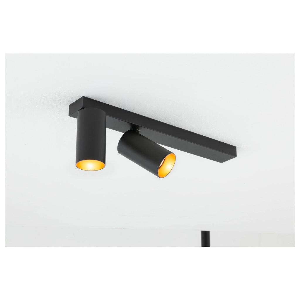 SLV KAMI, ceiling-mounted light, double, long, 2x max. 10 W, GU10, black/gold 1007729