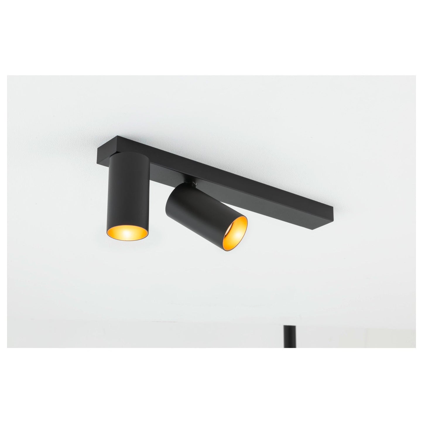 SLV KAMI, ceiling-mounted light, double, long, 2x max. 10 W, GU10, black/gold 1007729