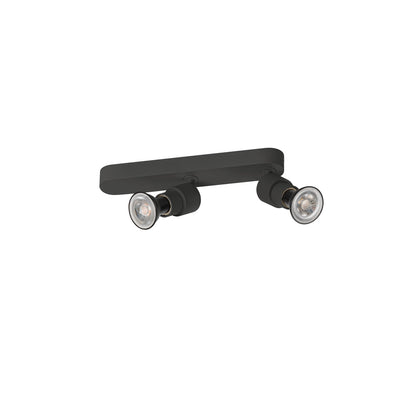SLV PURI 2.0 Basic, wall and ceiling-mounted light, asymmetrical, round, 2 x max. 6 W GU10, black 1008233
