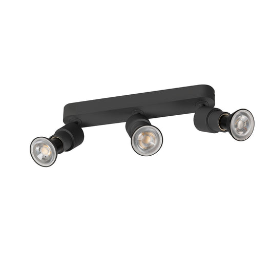 SLV PURI 2.0 Basic, wall and ceiling-mounted light, long, round, 3 x max. 6 W GU10, black 1008235