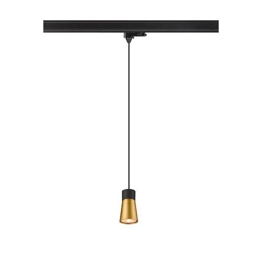 SLV PURI 2.0 Cone, 3~track pendant light, GU10, pendant length 200 cm, 1x max. 6 W, black / gold 1008279